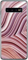 Geschikt voor Samsung Galaxy S10 hoesje - Natuurstenen - Roze - Close up - Siliconen Telefoonhoesje