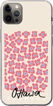 Geschikt voor iPhone 13 Pro Max hoesje - Bloem - Patronen - Roze - Siliconen Telefoonhoesje