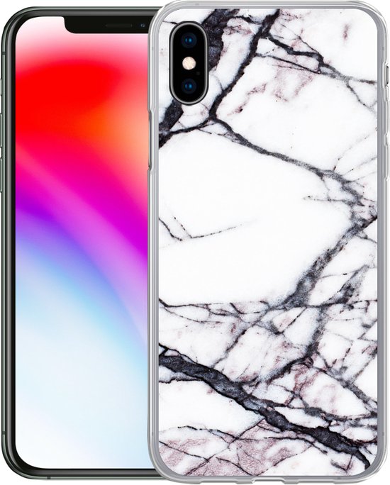 Étui iPhone Xs Max - Marbre - Wit - Pierre - Étui de téléphone en Siliconen