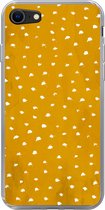 Geschikt voor iPhone SE 2020 hoesje - Stippen - Oranje - Wit - Siliconen Telefoonhoesje