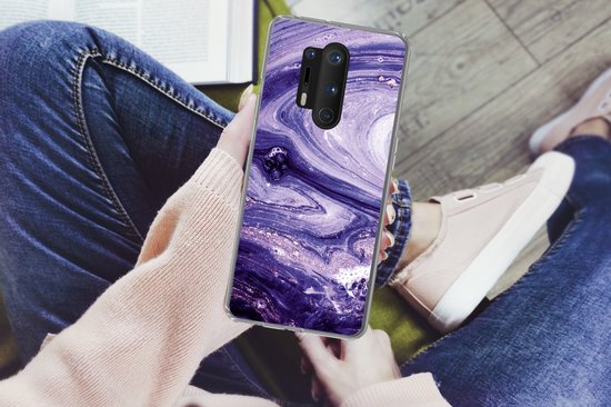 OnePlus 8 Pro - Marbre - Natuursteen - Paillettes - Siliconen