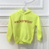 Hockeybeest Hoodie - Fluo geel - 7/8 jaar