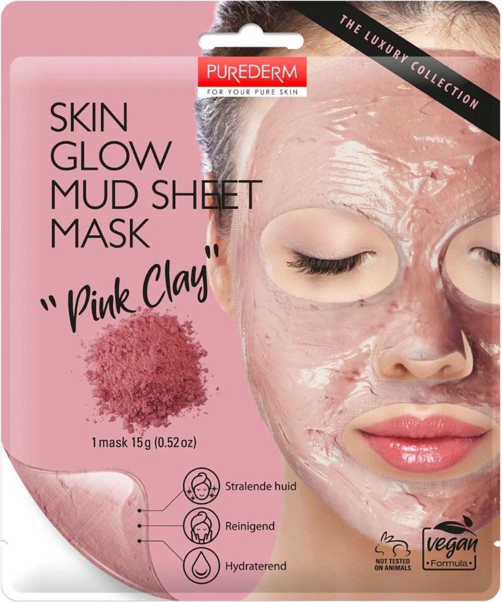 Purederm Skin Glow Mud Sheet Pink Clay Gezichtsmasker