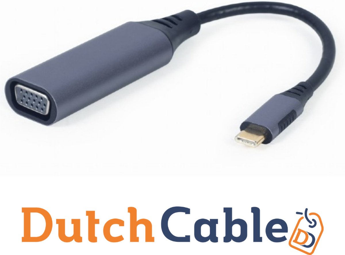 DutchCable Ultra Series - USB Type-C naar VGA adapterkabel - USB-C - VGA - Adapterkabel - Space Grey - Plug & Play - Macbook - Chromebook - Full HD - 1080P -