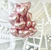 Hartjes Ballonnen Rose Goud 10 Stuks inclusief Gouden Lintrolletje| Folie Ballonnen set voor Valentijnsdag | Helium Ballon | Party Feest Blonnen | Romantische Versiering - 45cm