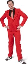 Funny Fashion - Glitter & Glamour Kostuum - Strak In Je Pak Rood 3delig Man - rood - Maat 56-58 - Carnavalskleding - Verkleedkleding