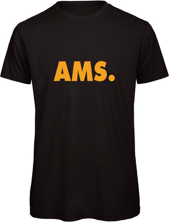 T-shirt zwart M - AMS - okergeel - soBAD. | Amsterdam | Unisex | T-shirt heren | T-shirt Dames