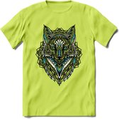 Vos - Dieren Mandala T-Shirt | Lichtblauw | Grappig Verjaardag Zentangle Dierenkop Cadeau Shirt | Dames - Heren - Unisex | Wildlife Tshirt Kleding Kado | - Groen - L