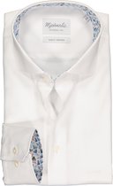 Michaelis slim fit overhemd - Oxford - wit (contrast) - Strijkvrij - Boordmaat: 38