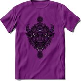 Bizon - Dieren Mandala T-Shirt | Paars | Grappig Verjaardag Zentangle Dierenkop Cadeau Shirt | Dames - Heren - Unisex | Wildlife Tshirt Kleding Kado | - Paars - S