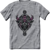 Bizon - Dieren Mandala T-Shirt | Rzoe | Grappig Verjaardag Zentangle Dierenkop Cadeau Shirt | Dames - Heren - Unisex | Wildlife Tshirt Kleding Kado | - Donker Grijs - Gemaleerd - M