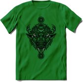 Bizon - Dieren Mandala T-Shirt | Groen | Grappig Verjaardag Zentangle Dierenkop Cadeau Shirt | Dames - Heren - Unisex | Wildlife Tshirt Kleding Kado | - Donker Groen - L