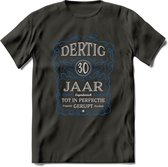 30 Jaar Legendarisch Gerijpt T-Shirt | Blauw - Grijs | Grappig Verjaardag en Feest Cadeau Shirt | Dames - Heren - Unisex | Tshirt Kleding Kado | - Donker Grijs - L