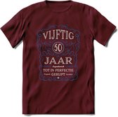 50 Jaar Legendarisch Gerijpt T-Shirt | Blauw - Grijs | Grappig Verjaardag en Feest Cadeau Shirt | Dames - Heren - Unisex | Tshirt Kleding Kado | - Burgundy - L