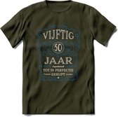 50 Jaar Legendarisch Gerijpt T-Shirt | Blauw - Grijs | Grappig Verjaardag en Feest Cadeau Shirt | Dames - Heren - Unisex | Tshirt Kleding Kado | - Leger Groen - S