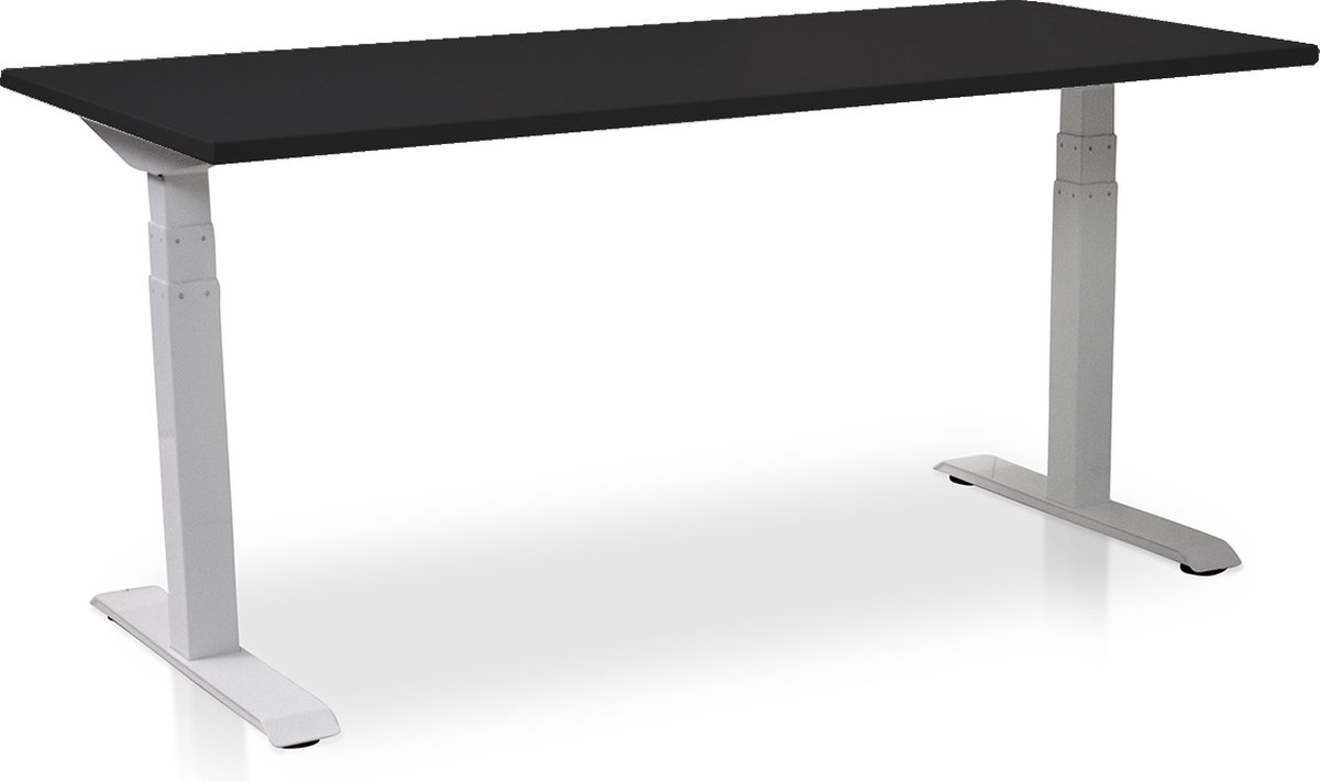 Zit-sta bureau elektrisch verstelbaar - MRC PRO-L 2.0 NEN-EN 527 | 140 x 80 cm | frame wit - blad zwart | memory functie met 4 standen | 150kg draagvermogen