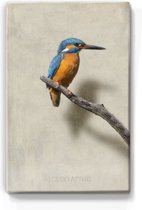 IJsvogeltje - Handgelakt - 19,5 x 30 cm - Niet van echt te onderscheiden schilderijtje op hout - Mooier dan een print op canvas - Laqueprint.