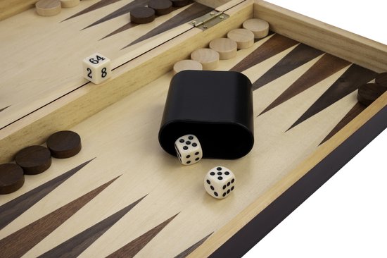 Afbeelding van het spel Longfield Schaak/backgammon opklapb essenhout 38,5 x 38,5 x 5,5 cm