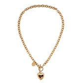 Schakel ketting met hart hanger - 14K Goud Verguld - Dottilove - Chunky - Sieraden