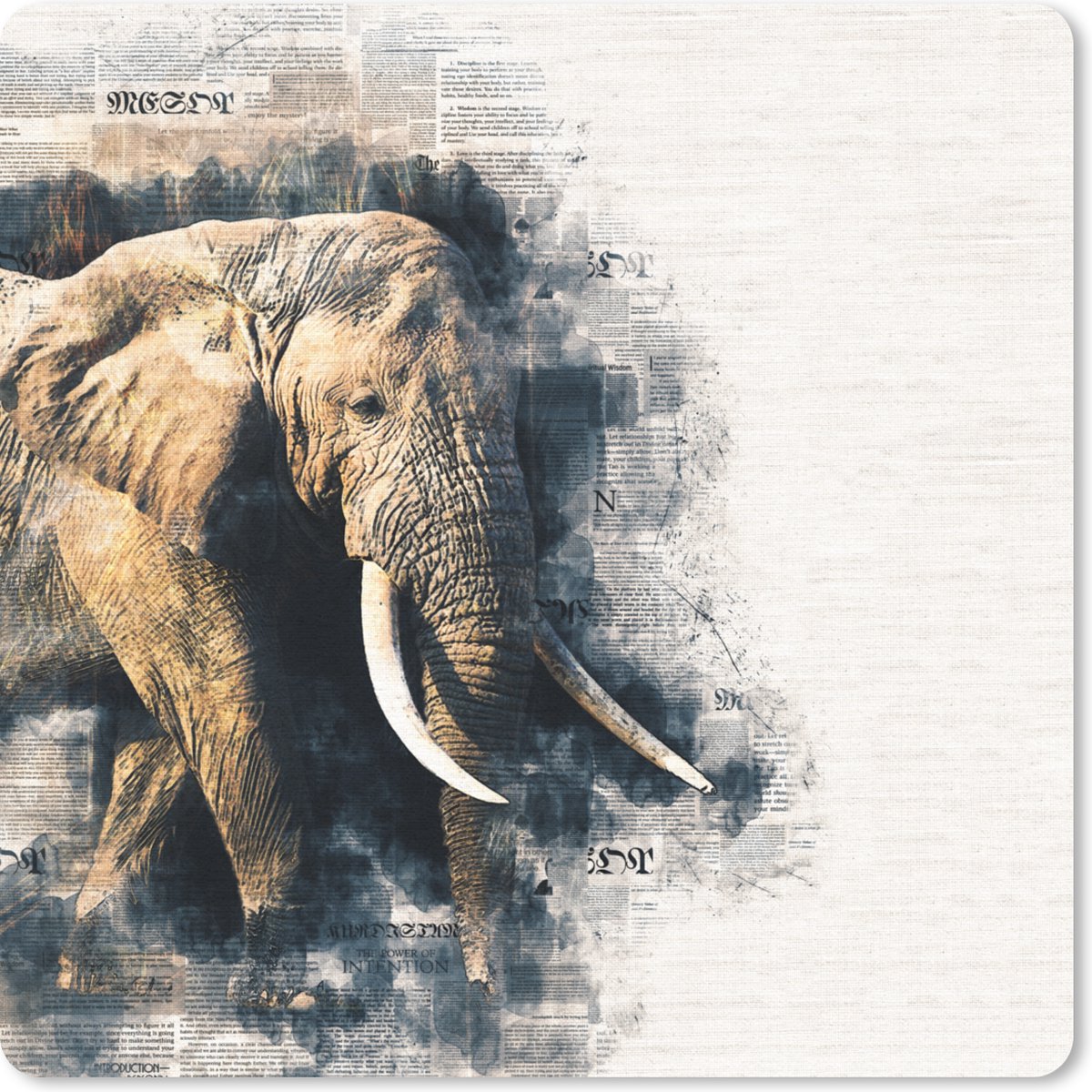Muismat 30x30 cm - Mousepad Olifant - Krant - Verf - Muismatten