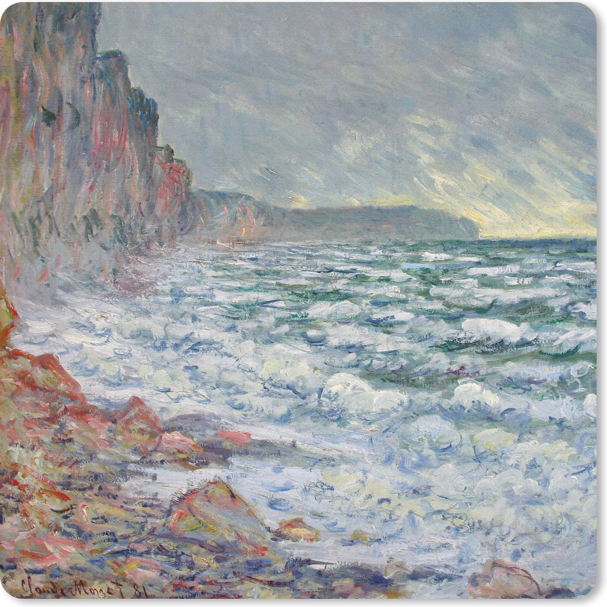 Muismat 30x30 cm - Mousepad Fecamp bij de zee - Claude Monet - Muismatten