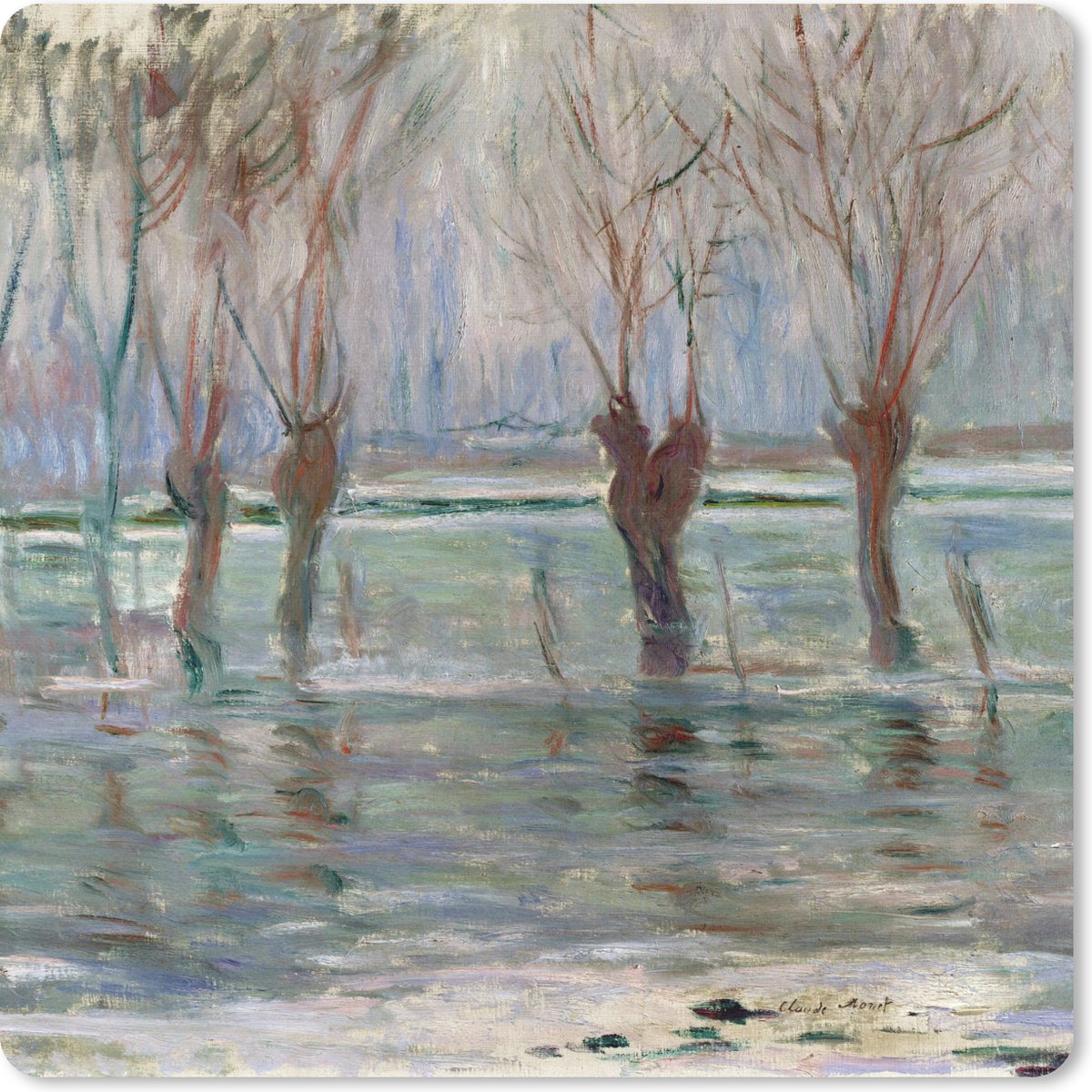 Muismat 30x30 cm - Mousepad Watervloed - Claude Monet - Muismatten