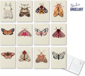 Nachtvlinder wenskaarten set - 12stuks - Blanco- Ansichtkaarten - Postkaarten
