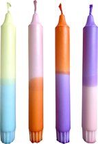 NIEUW! Lente Dinerkaarsen - Set van 4 gedraaide kaarsen - Lente Palette: Roze, Paars, Oranje, Geel, Blauw - Mooie handgemaakt kaarsen