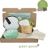 green-goose® Duurzaam Verzorgingspakket Orinoco | 4-delig | 10 Herbruikbare Wattenschijfjes | Zachte Mega Pad | Biokatoen | Hennepvezel