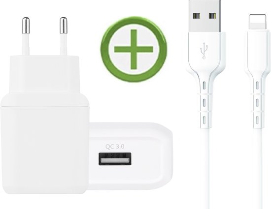Chargeur iPhone / iPad avec Quick Charge + USB vers Apple Lightning - Wit -  Convient