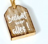 2x Huisje hanger klein / met tekst: Bedankt voor alles / Natural