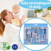 baby verzorgingsset van 10 - Blauw - Kraam cadeau - Baby verzorgingsproducten - Thermometer - Borstel - Baby nagel set - Nagel knipper - Baby care kit - Geschenkset jongen