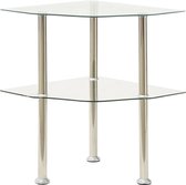 Decoways - Bijzettafel 2-laags 38x38x50 cm gehard glas transparant