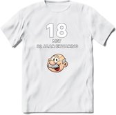 18 met 32 jaar ervaring T-Shirt | Grappig Abraham 50 Jaar Verjaardag Kleding Cadeau | Dames – Heren - Wit - XXL