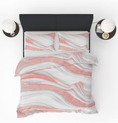 Refined Bedding Dekbedovertrek Marble White Pink 2-Persoons 200 x 200/220 cm + 2 kussenslopen