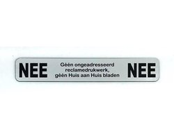 NEE NEE Sticker Brievenbus - Brievenbus Sticker - Geen Reclame Sticker - RVS Kleur - Zelfklevend - 150 mm x 25 mm x 1,6 mm - YFE-Design