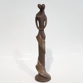 Geert Kunen / Skulptuur / Beeld / koppel - bruin /  goud - 11 x 11 x 50 cm hoog.