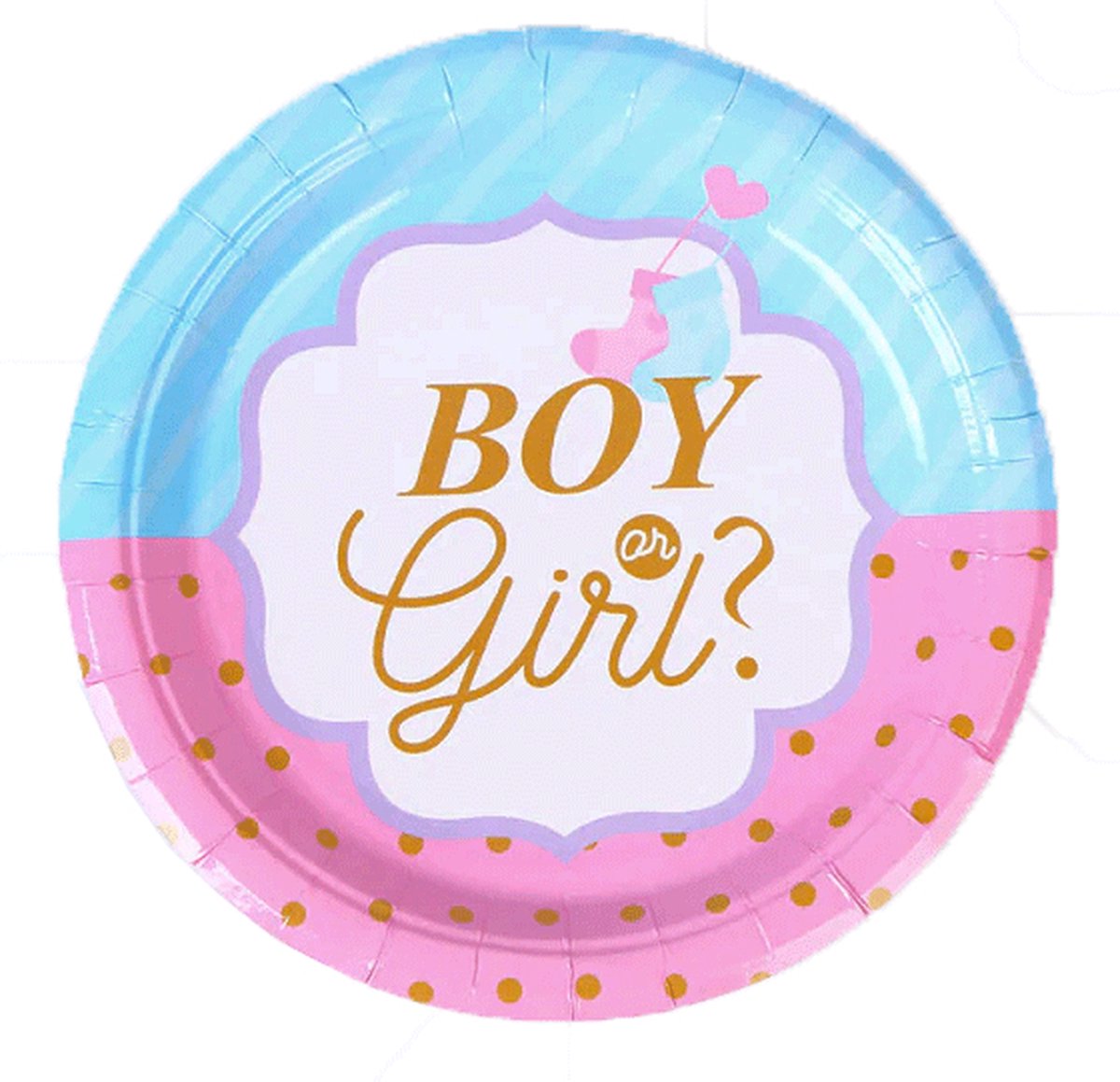 Kartonnen Bordjes Boy or girl 18 cm 8 st - Wegwerp borden - Feest/verjaardag/BBQ borden - onthulling geslacht - 8 x gender reveal - Babyshower /Gender Reveal
