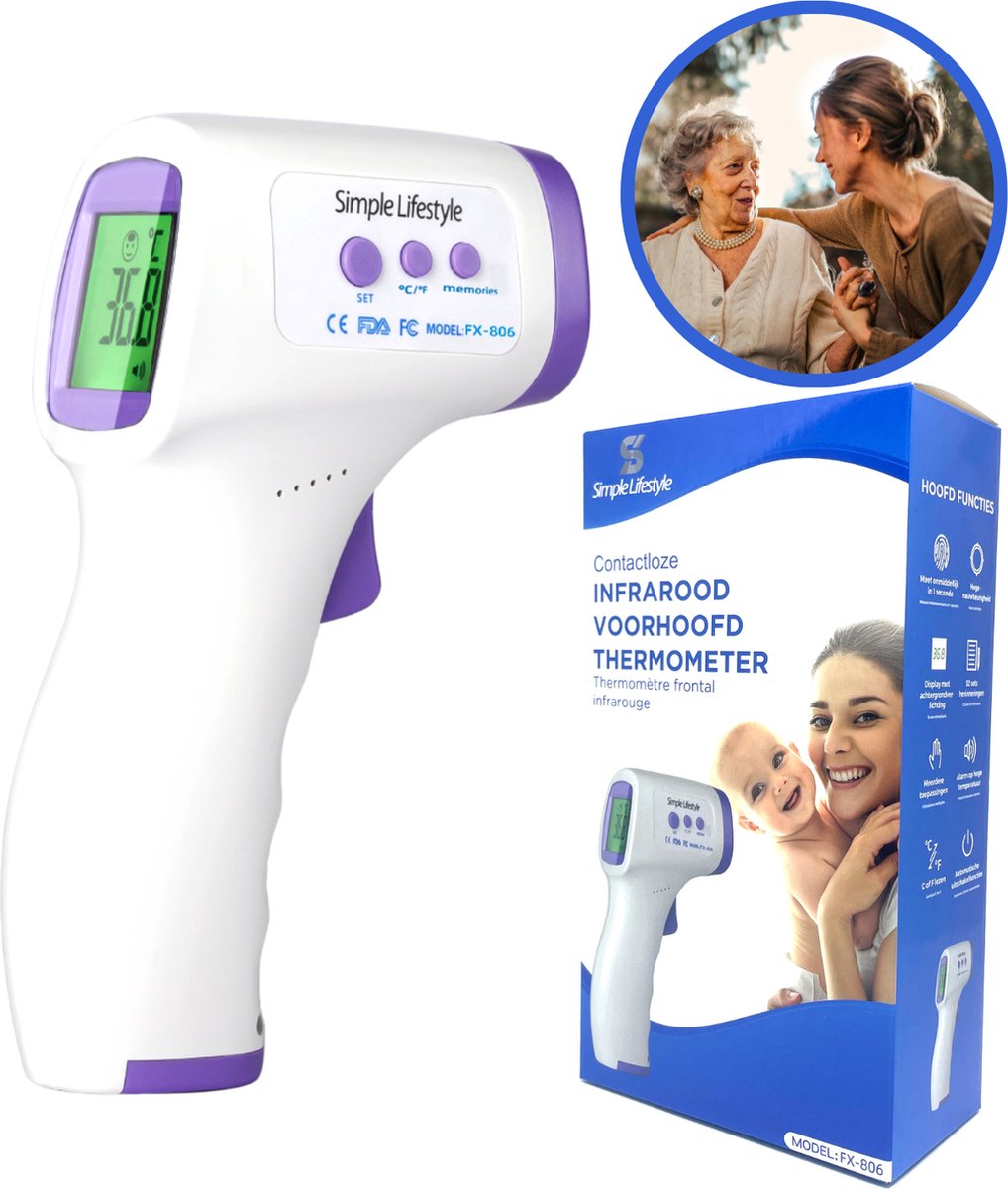 Simple Lifestyle® Infrarood Thermometer - Gecertificeerd - Contactloos - Simple Lifestyle