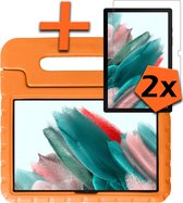 Hoes Geschikt voor Samsung Galaxy Tab A8 Hoes Bumper Kindvriendelijk Kids Case Met 2x Screenprotector - Hoesje Geschikt voor Samsung Tab A8 Hoesje Shockproof Cover Hoes - Oranje