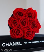 Flowerbox Longlife rozen | Doos zwart | Roses Red | 7 rozen | moederdag | cadeau vrouw | cudoo.nl | Cudoo Flowers