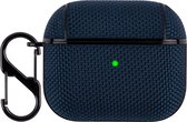 YONO Hoesje geschikt voor Apple Airpods 3 - Nylon Hard Case met Clip - Donkerblauw