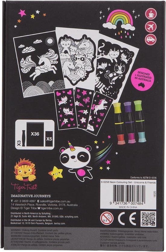 Tiger Tribe Neon Kleurset - Unicorn & Friend - Vanaf 5 jaar - Met opbergbox