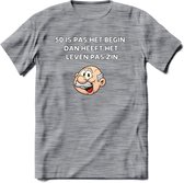 50 is pas het begin T-Shirt | Grappig Abraham 50 Jaar Verjaardag Kleding Cadeau | Dames – Heren - Donker Grijs - Gemaleerd - M