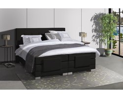 Anno 1588 Elektrische Boxspring LUXA - Pocketvering - Luxe Topper - Zwart Lederlook - 180x200 cm - Inclusief Montage + Dekbed en Kussens