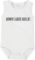 Baby Rompertje met tekst 'Bompa's grote boefje' | mouwloos l | wit zwart | maat 50-56 | cadeau | Kraamcadeau | Kraamkado