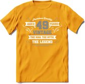 49 Jaar Legend T-Shirt | Zilver - Wit | Grappig Verjaardag en Feest Cadeau | Dames - Heren - Unisex | Kleding Kado | - Geel - XL