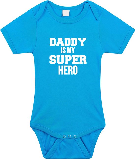 Foto: Daddy super hero cadeau romper blauw voor babys jongens vaderdag papa kado geboorte kraamcadeau cadeau voor aanstaande vader 80