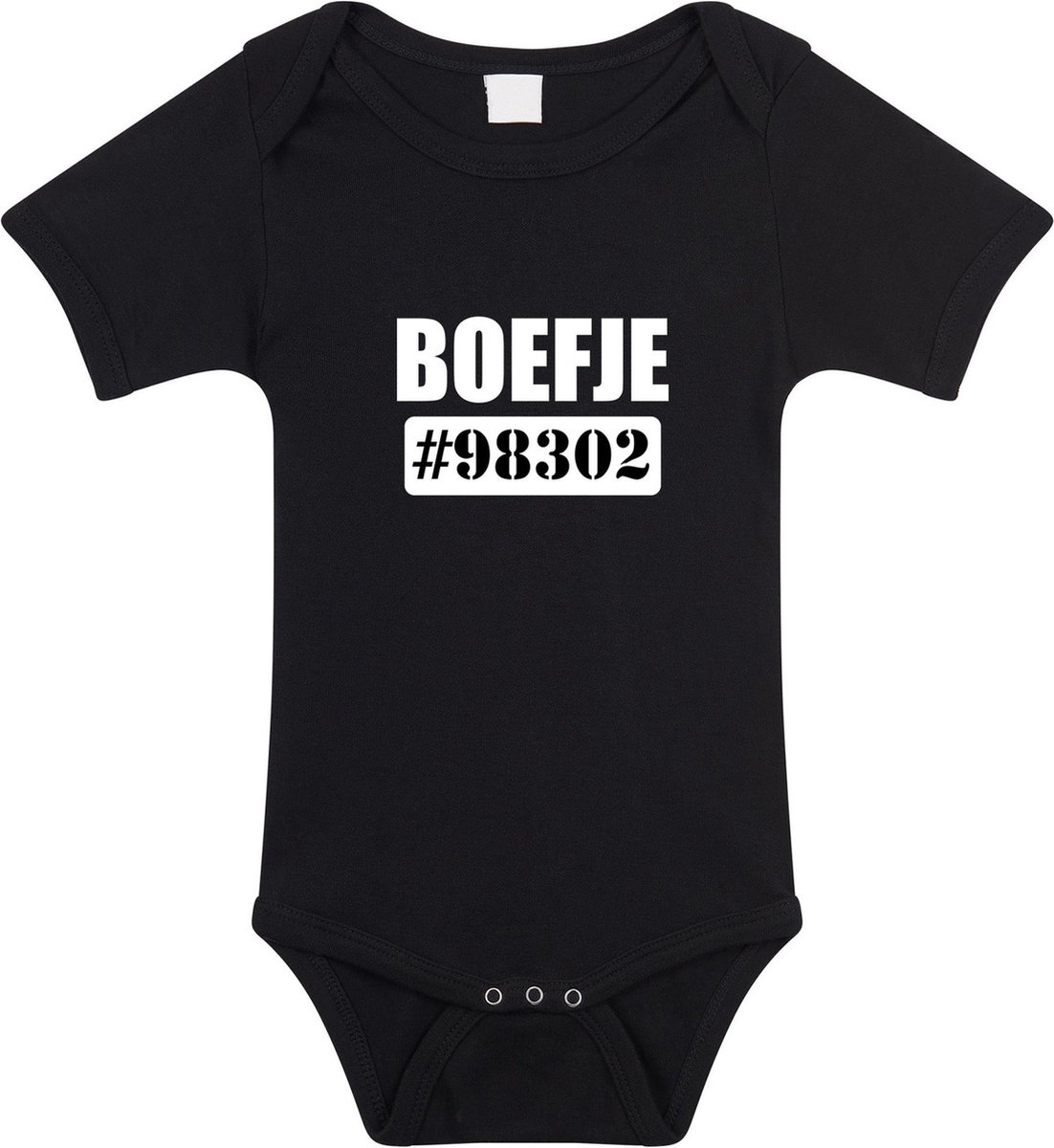 Boefje nummer 98302 tekst baby rompertje zwart jongens en meisjes - Kraamcadeau - Carnaval/ verkleed babykleding 92