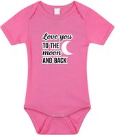 Love you to the moon and back tekst baby rompertje roze baby meisjes - Kraamcadeau / babyshower - Babykleding 92
